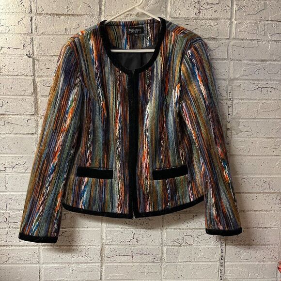 Katherine New York Multicolor Textured Wool-Blend Jacket - Picture 1 of 13